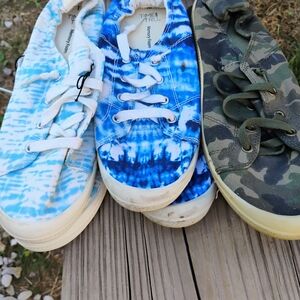 Time and Tru Blue Tie-Dye and Camouflage Sneakers